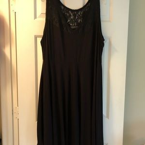Black sleeveless dress with lace detail